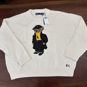 Ralph Lauren Cotton Cream Sweater with Polo Bear size XXL